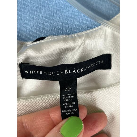 WHBM sleeveless white sheath dress with black piping, size 4P, EUC - Picture 2 of 11